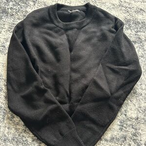 Kendall & Kylie Black Cropped Crewneck Sweater Soft Fabric